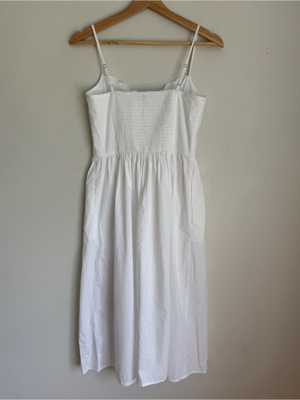 NWT J. Crew Scallop Trim Button Front Midi Dress Button Front in White - Picture 8 of 11